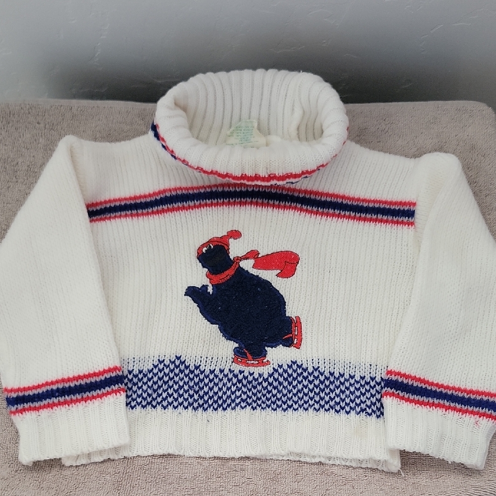 Sesame Street Cozy White Sweater with Cookie Monster Design